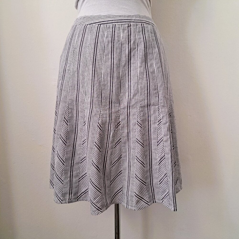 Talbots Petites Women's Striped Cotton Skirt Gray/White Size 10